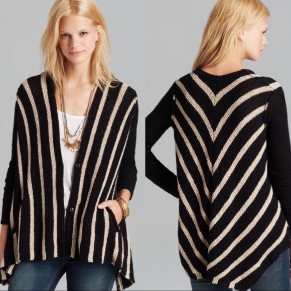 Free People Sweaters - [Free People] Oversized Striped Circle Cardigan